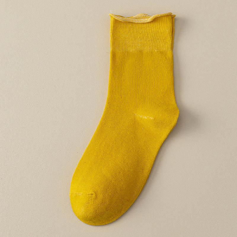 Elastic Solid Quarter Socks(6 Pairs) - Yellow - EU40-44(US8.5-12) - image 17