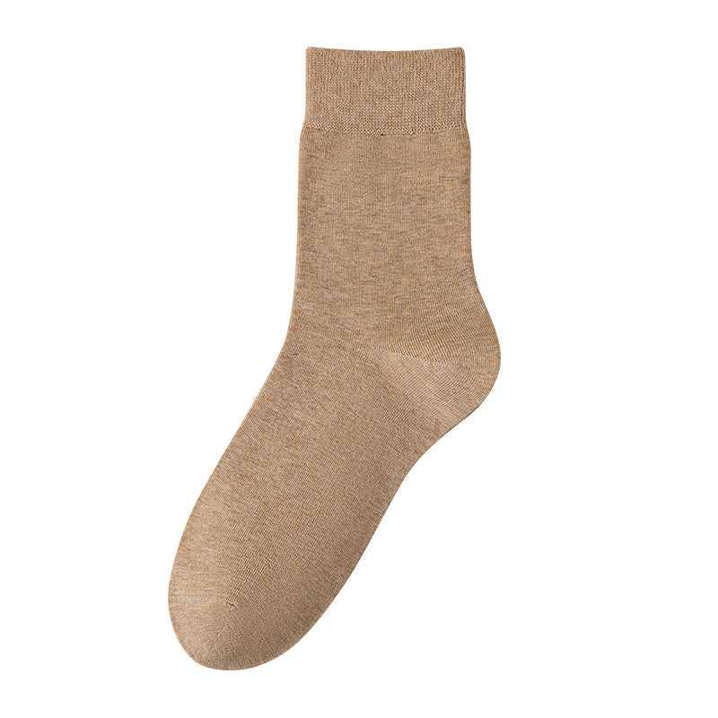 Solid Color Breathable Quarter Socks(5 Pairs) - Khaki - EU39-46(US6-12) - image 9