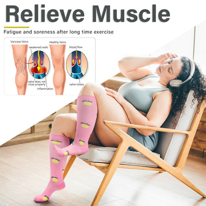 Pink Pineapple Plus Size Compression Socks 2XL-7XL(3 Pairs) - image 5