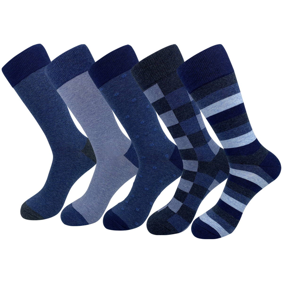 Deep Blue Crew Socks(5 Pairs) - image 0