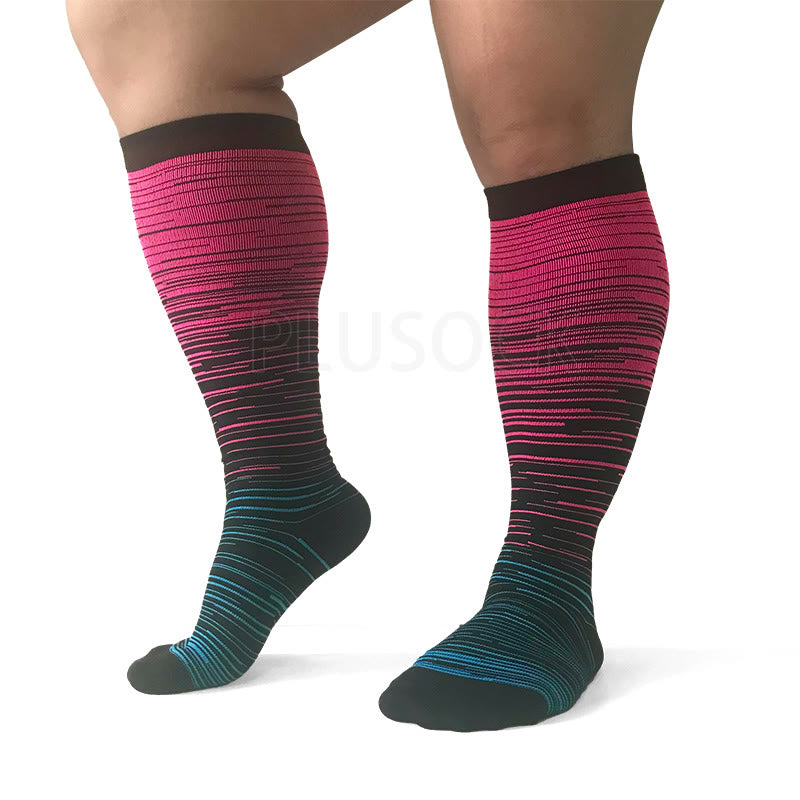 Colorful Cool Lines Plus Size Compression Socks 2XL-7XL(3 Pairs) - image 9