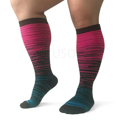 Colorful Cool Lines Plus Size Compression Socks 2XL-7XL(3 Pairs) - image 9