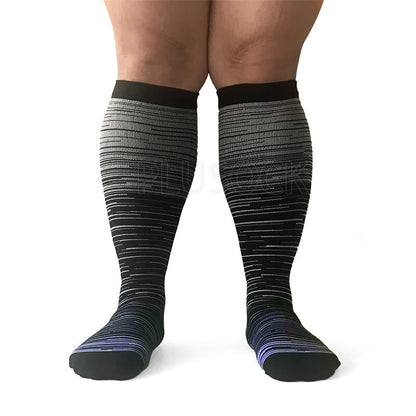 Colorful Cool Lines Plus Size Compression Socks 2XL-7XL(3 Pairs) - image 14