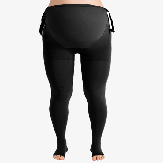 Plus Size Medical Footless Pregnancy Compression Tights(15-20mmhg) - Black - 4XL - image 0