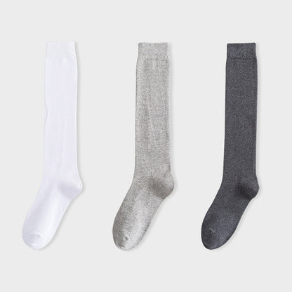 Elasticity Knee High Socks(3 Pairs) - White+Light Gray+Dark Drey - EU39-45(US6-11) - image 11