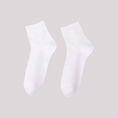 Solid Color Casual Quarter Socks(5 Pairs) - White - EU42-48(US8.5-13) - image 5
