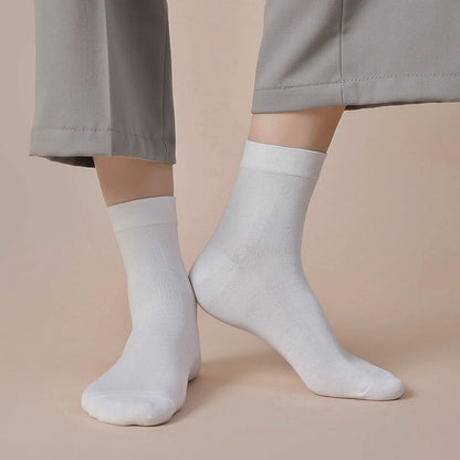 Solid Color Casual Quarter Socks(5 Pairs) - image 2