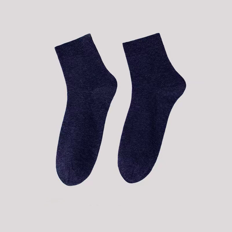 Solid Color Casual Quarter Socks(5 Pairs) - Navy Blue - EU42-48(US8.5-13) - image 9