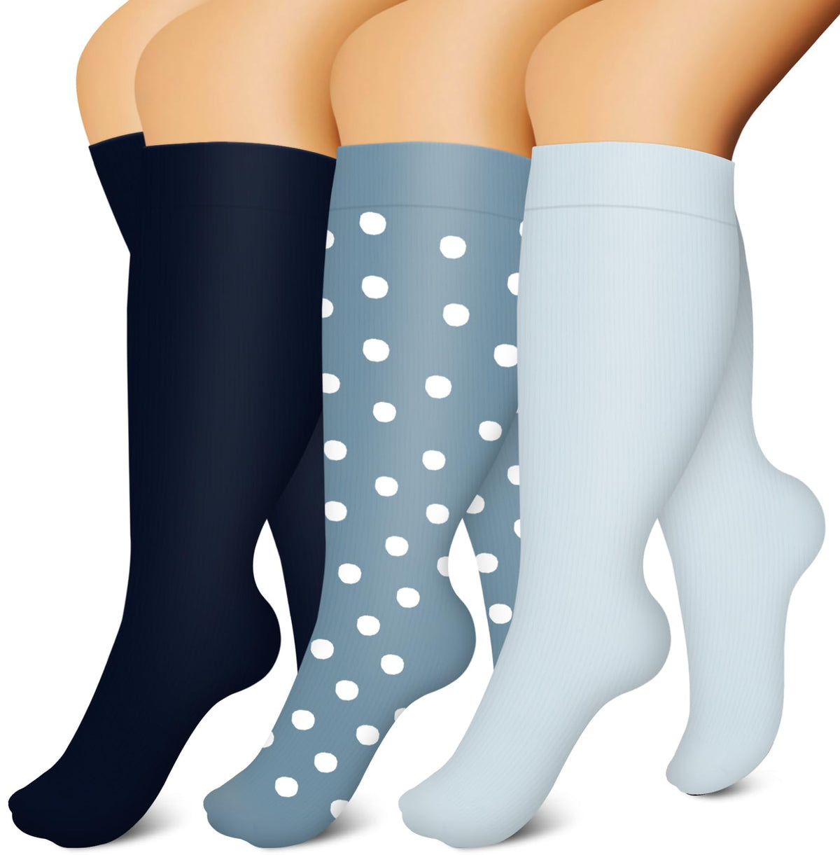 Plus Size Blue Series Compression Socks(3 Pairs) - image 1