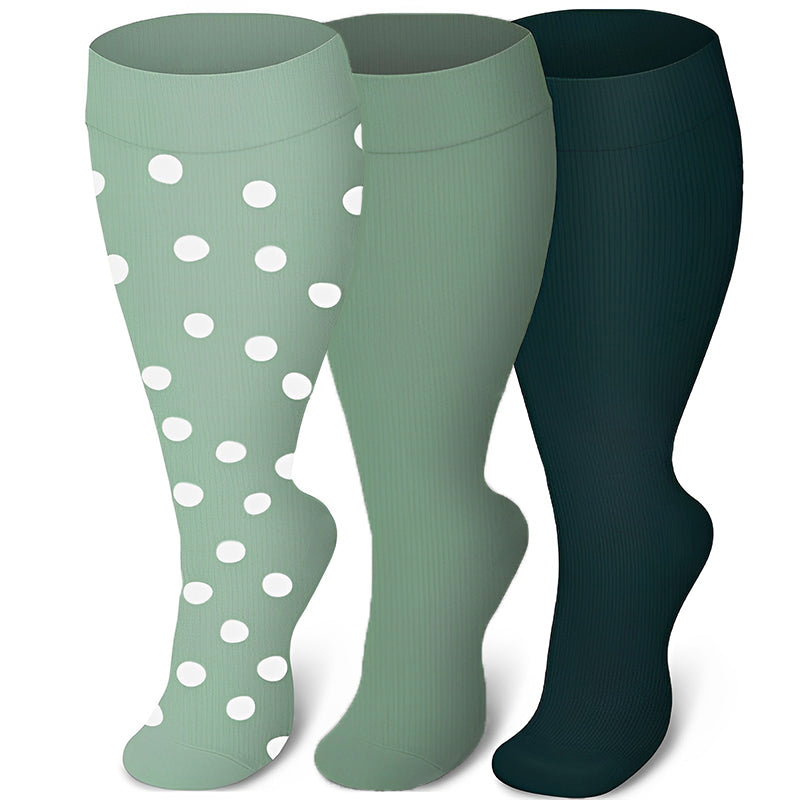 Plus Size Green Series Compression Socks(3 Pairs) - image 0