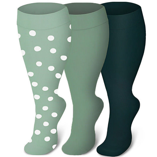 Plus Size Green Series Compression Socks(3 Pairs) - image 0