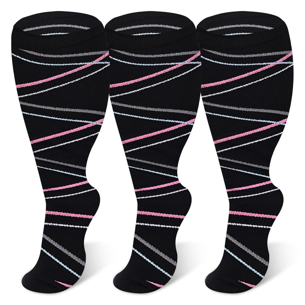 Ribbon Plus Size Compression Socks 2XL-7XL(3 Pairs) - image 0