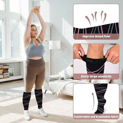 Ribbon Plus Size Compression Socks 2XL-7XL(3 Pairs) - image 2