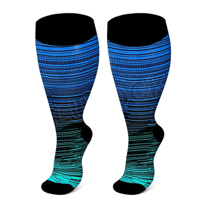 Colorful Cool Lines Plus Size Compression Socks 2XL-7XL(3 Pairs) - image 22