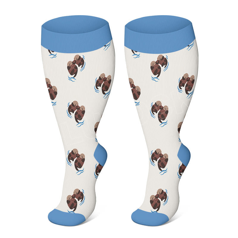 Plus Size Owl Otter Duck Compression Socks - Otter - 4XL - image 1