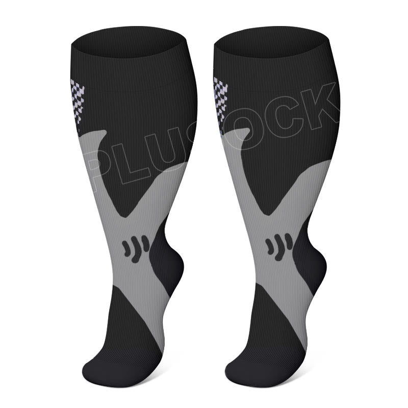 Plus Size Sport Wine Compression Socks 2XL-7XL(3 Pairs) - Black - 7XL - image 4