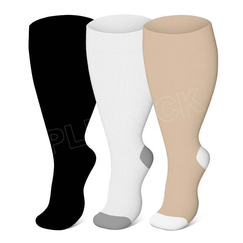 Plus Size Sport Elastic Compression Socks(3 Pairs) - Multicolor - 4XL - image 0