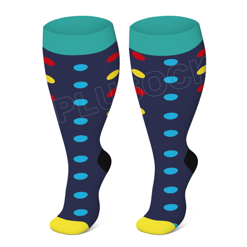 Blue Dot Heart Plus Size Compression Socks(3 Pairs) - Dot - 4XL - image 2