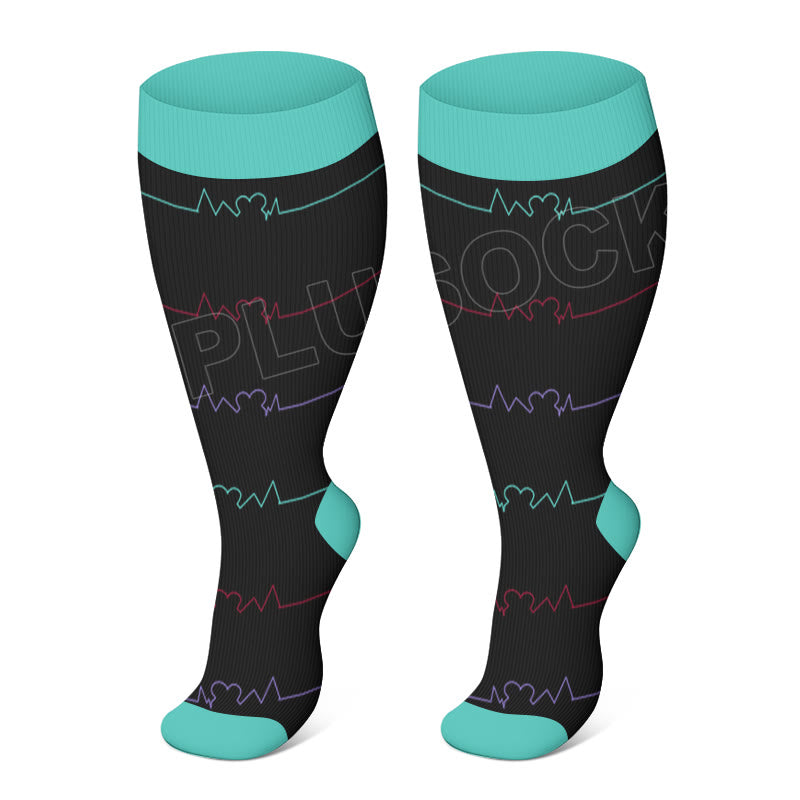 Blue Dot Heart Plus Size Compression Socks(3 Pairs) - Blue - 4XL - image 1