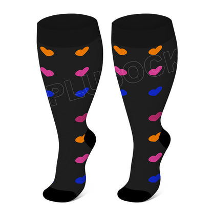 Skin Purple Electrocardiogram Plus Size Compression Socks 2XL-7XL(3 Pairs) - Heart - 7XL - image 2