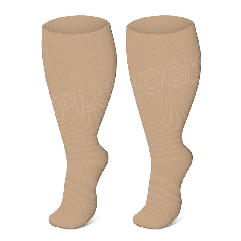 Skin Purple Electrocardiogram Plus Size Compression Socks 2XL-7XL(3 Pairs) - Skin - 7XL - image 1