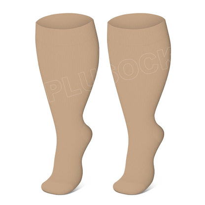 Skin Purple Electrocardiogram Plus Size Compression Socks 2XL-7XL(3 Pairs) - Skin - 7XL - image 1