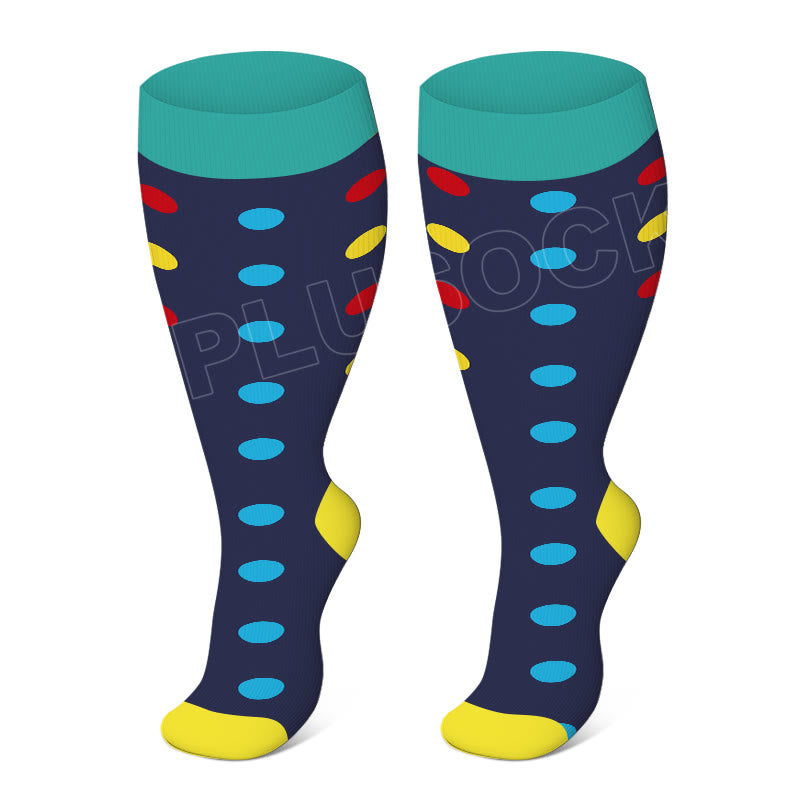 Skin Heart Dot Plus Size Compression Socks 2XL-7XL(3 Pairs) - Dot - 7XL - image 1