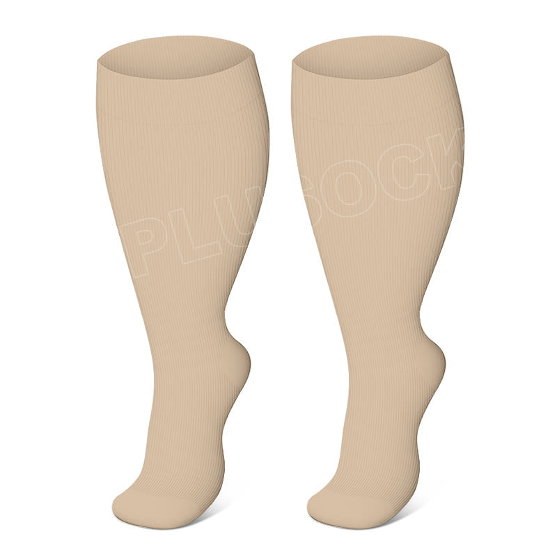 Skin Heart Dot Plus Size Compression Socks 2XL-7XL(3 Pairs) - Skin - 7XL - image 2