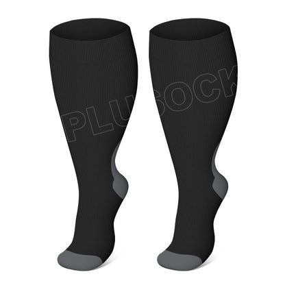 Plus Size Black Pink Compression Socks - Black - 4XL - image 4