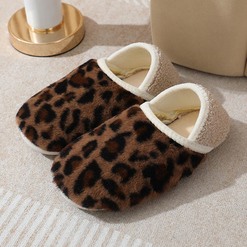 Plus Size Brown Leopard Print Slipper Socks - Brown - XL - image 1