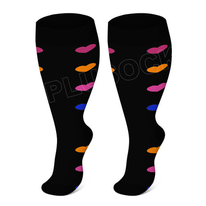 Electrocardiogram Heart Plus Size Compression Socks(3 Pairs) - Heart - 4XL - image 9