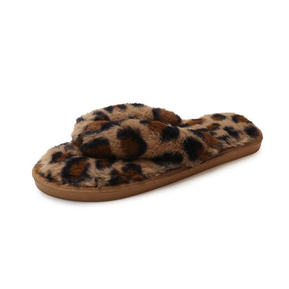 Plus Size Leopard Print Slippers - Khaki - EU42-43(US8.5-9) - image 6