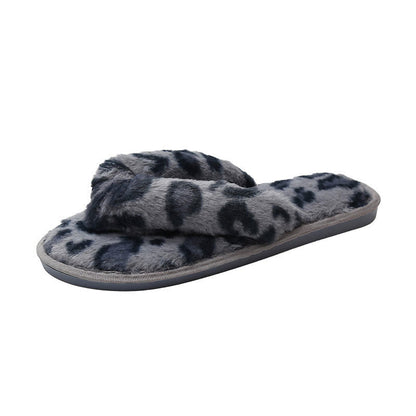 Plus Size Leopard Print Slippers - Blue - EU42-43(US8.5-9) - image 4