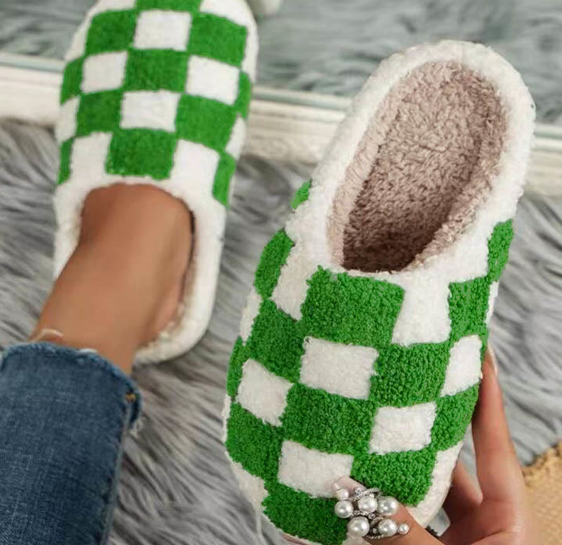 Plus Size Checkerboard Slippers - Green - EU 44-45(US 10-11) - image 2