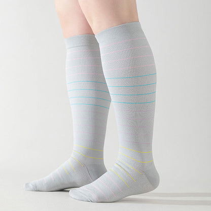 Plus Size Colorful Pinstripes Compression Socks(3 Pairs) - image 4