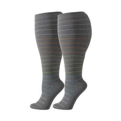 Plus Size Colorful Pinstripes Compression Socks(3 Pairs) - image 7