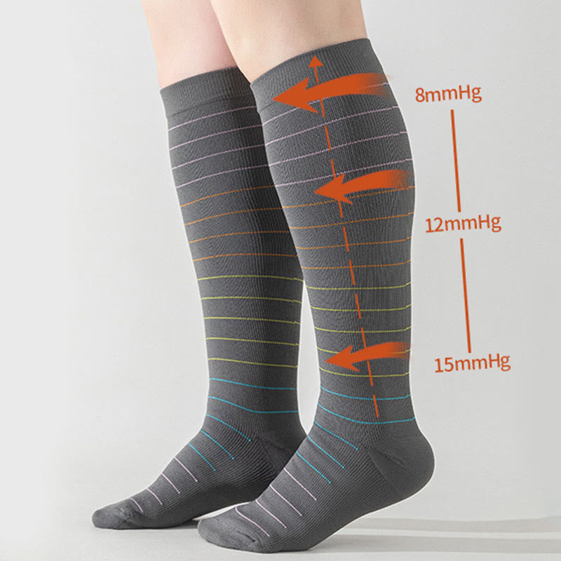 Plus Size Colorful Pinstripes Compression Socks(3 Pairs) - image 5