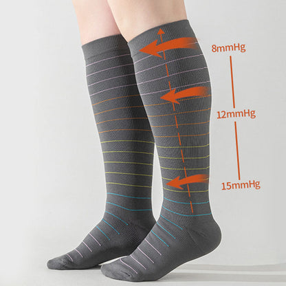 Plus Size Colorful Pinstripes Compression Socks(3 Pairs) - image 5