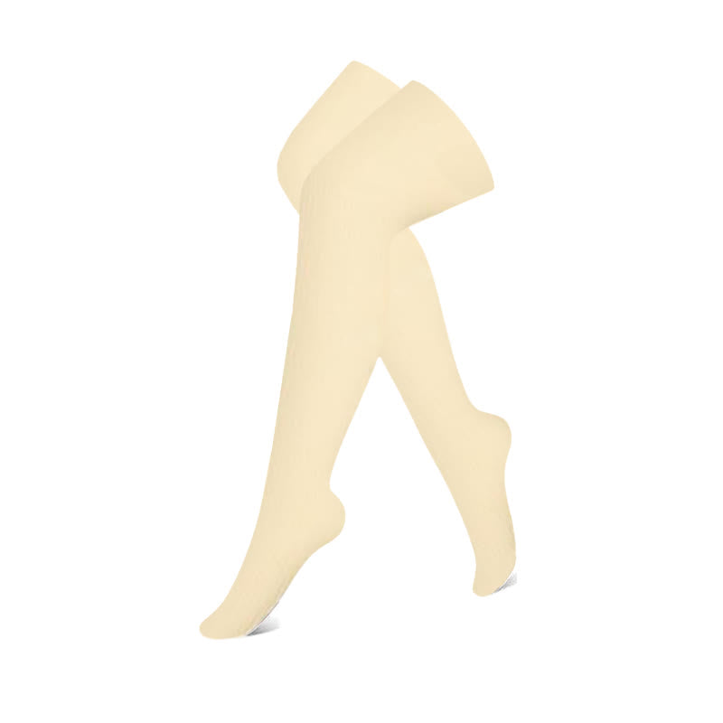 Pink Orange Beige Thigh High Compression Socks(3 Pairs) - Beige - S/M - image 4