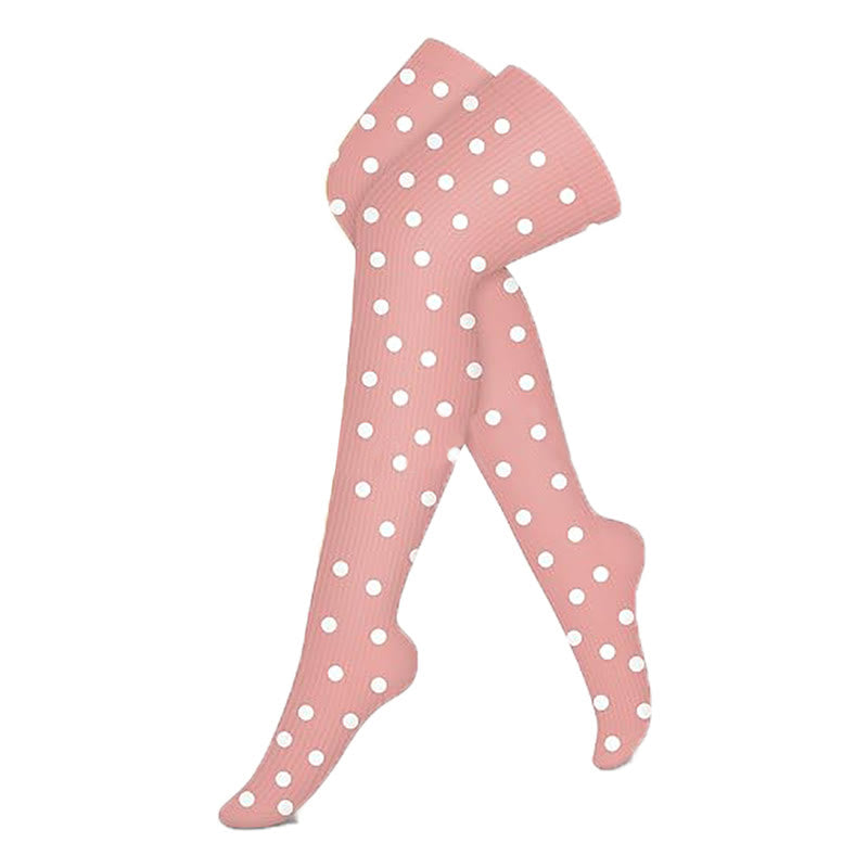 Pink Orange Beige Thigh High Compression Socks(3 Pairs) - Pink - S/M - image 5