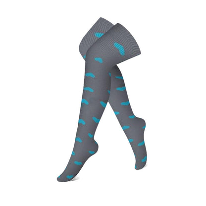 Gray Blue Colorblock Thigh High Compression Socks(3 Pairs) - Heart - S/M - image 6