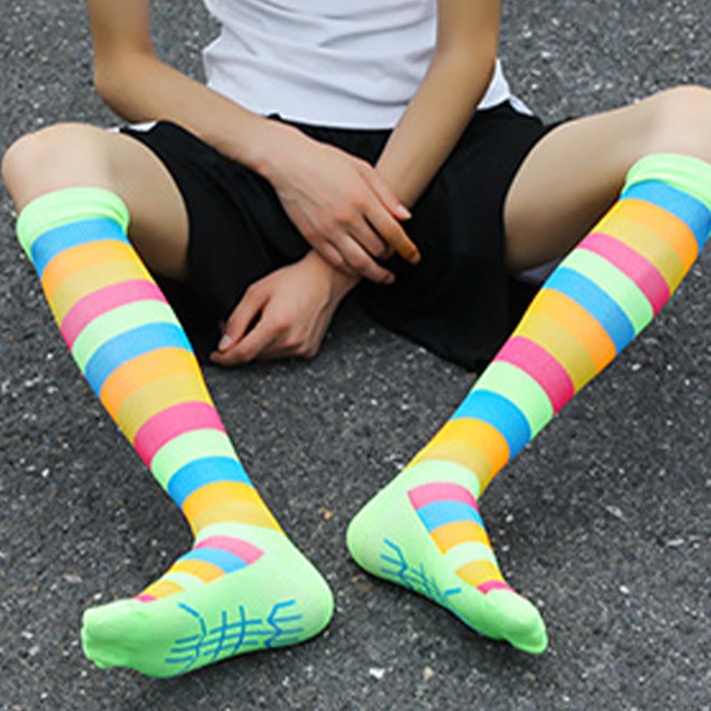 Rainbow Stripes Knee High Socks(6 Pairs) - image 11