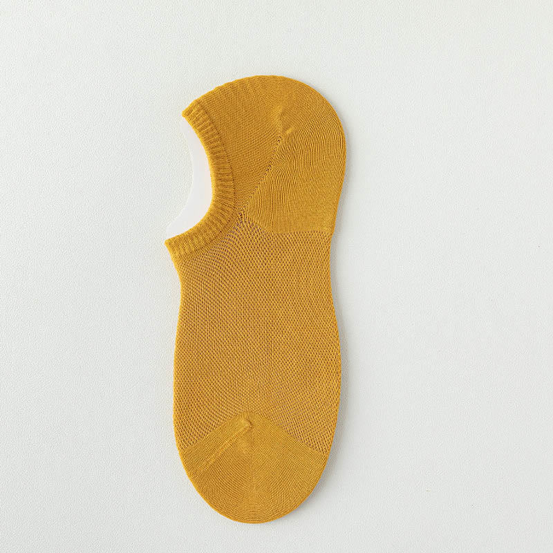 Summer Solid Color No Show Socks(7 Pairs) - Yellow - EU38-44(US5-10) - image 11