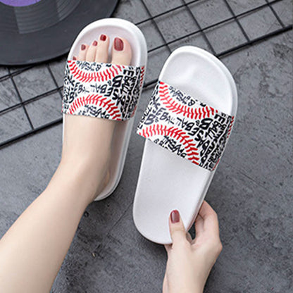Plus Size Baseball Pattern Slides(2 Pairs) - White - 3XL - image 10