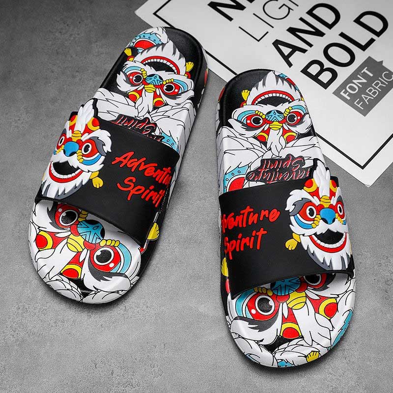 Plus Size Lion Slides(2 Pairs) - Black - 2XL - image 13