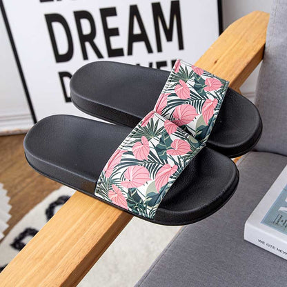 Plus Size Pink Leaves Slides(2 Pairs) - Black - 3XL - image 7