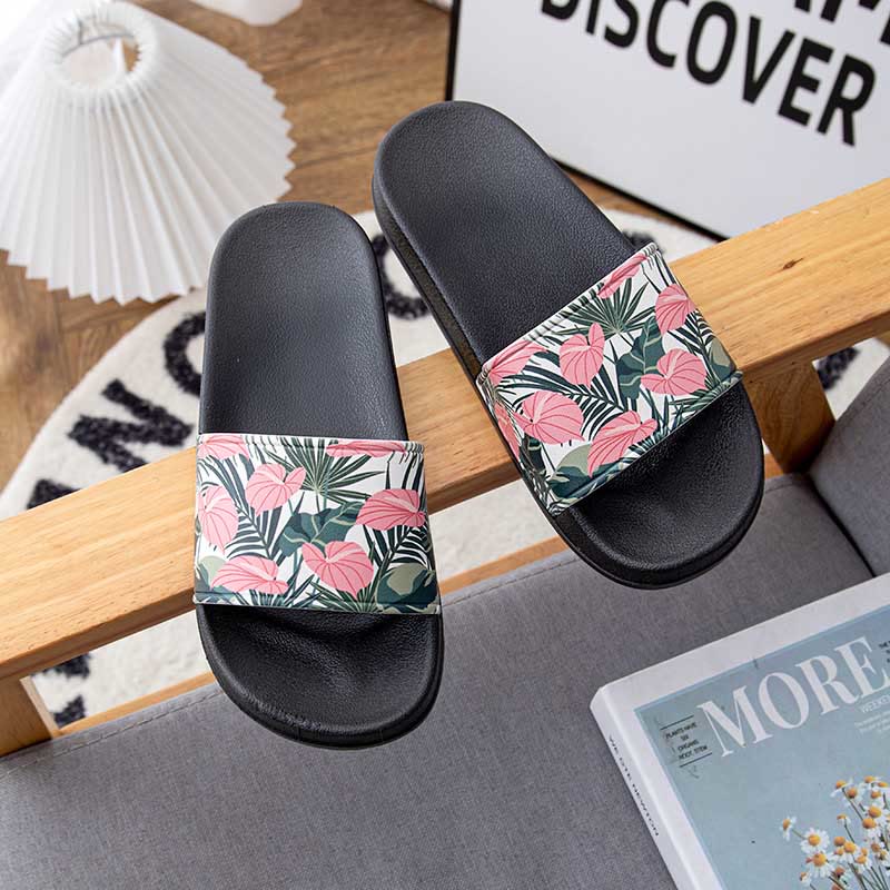 Plus Size Pink Leaves Slides(2 Pairs) - image 0