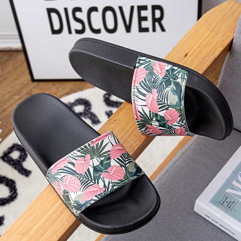 Plus Size Pink Leaves Slides(2 Pairs) - image 1