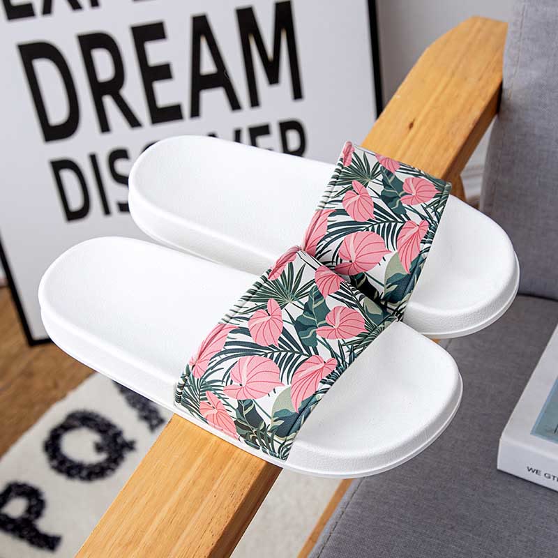 Plus Size Pink Leaves Slides(2 Pairs) - White - 3XL - image 6