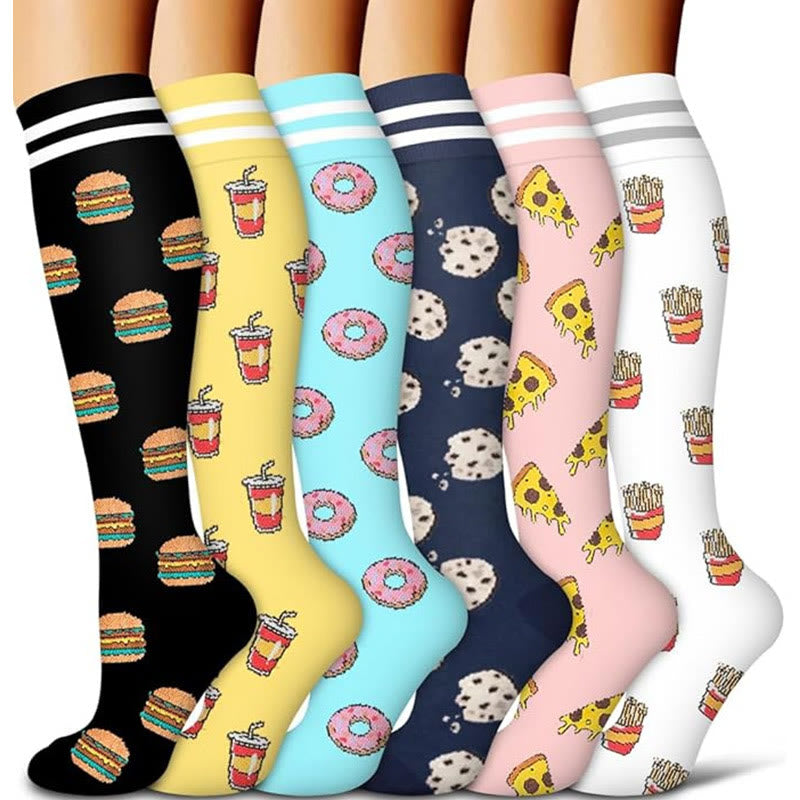 Hamburger French Fries Compression Socks(6 Pairs) - image 0